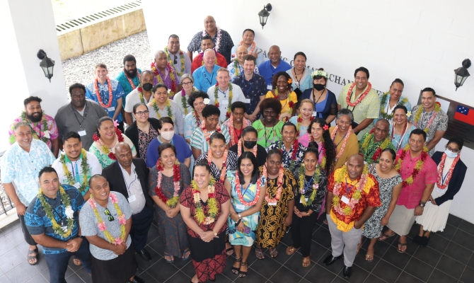 Pacific delegates at the pre-COP meeting at SPREP's headquarters at Vailima, Samoa.