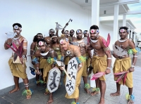 Solomon Island students studying at APTC in Apia, Samoa before the opening performance